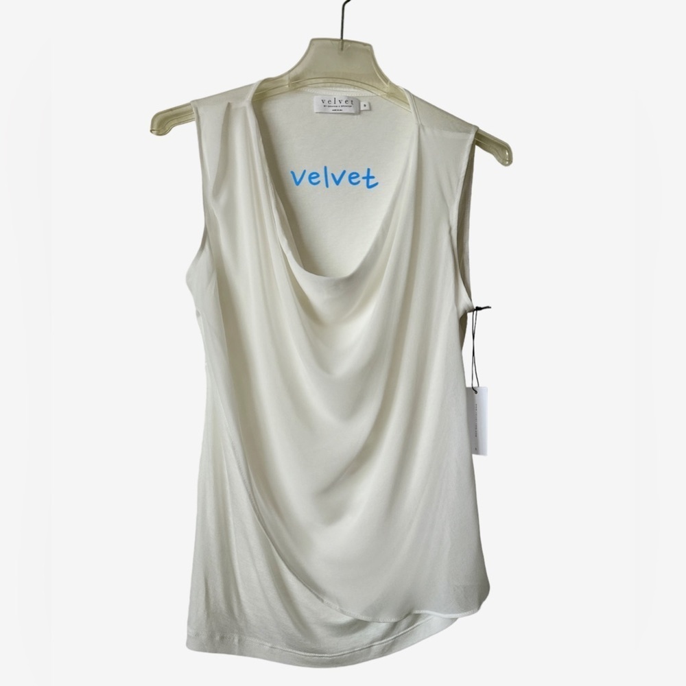 VELVET White Cowl Sleeveless Loose Fit Small Lightweight Summer Travel Top BNWT